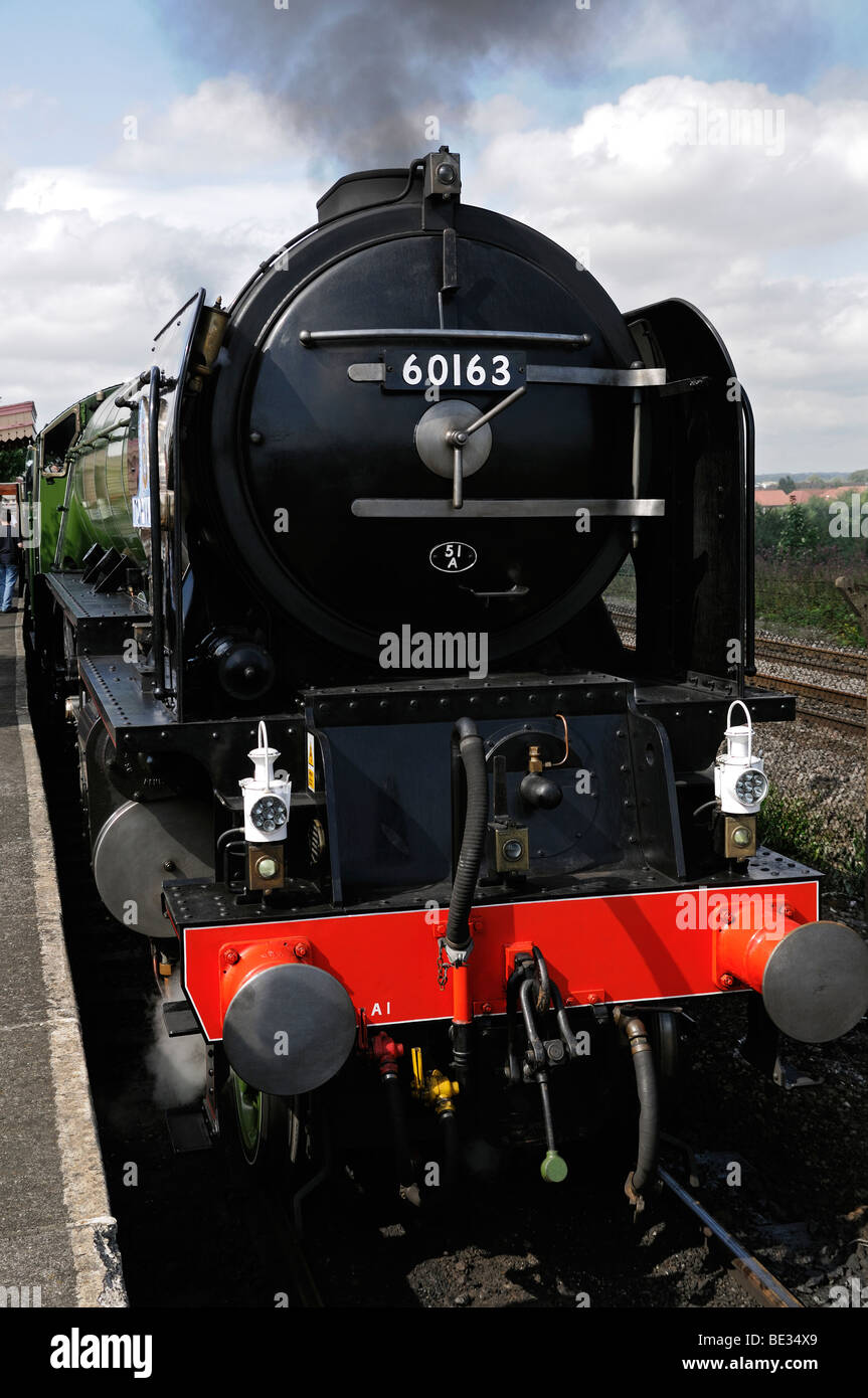 Tren de vapor 60163 Tornado en Didcot Railway Centre, Didcot, Oxfordshire, Inglaterra, Reino Unido. Foto de stock
