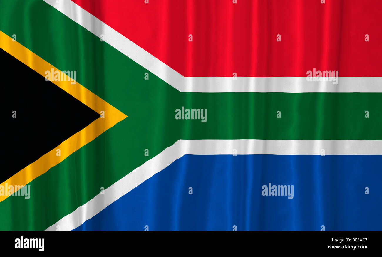 Bandera de Sudáfrica ondulada Foto de stock