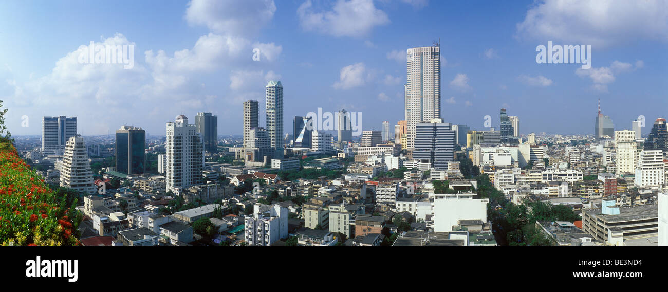 Circunscripción de Silom, Vistas panorámicas, megaciudad, Bangkok, Tailandia, Asia Foto de stock