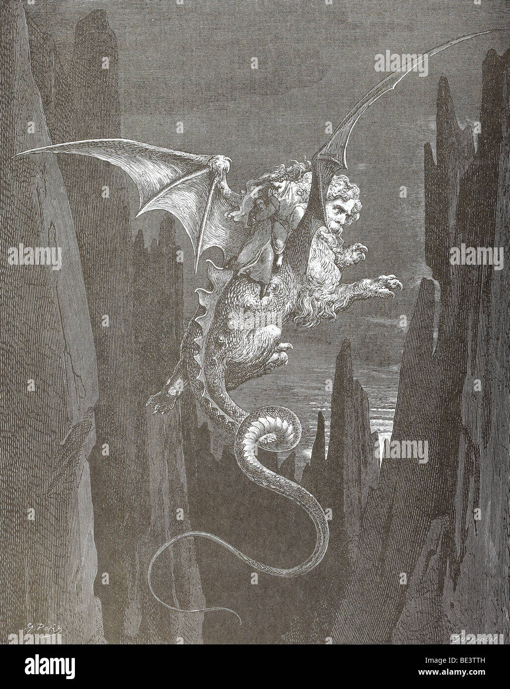 La ilustración de Gustave Doré 'el Descenso del monstruo' de la Divina  Comedia de Dante Fotografía de stock - Alamy