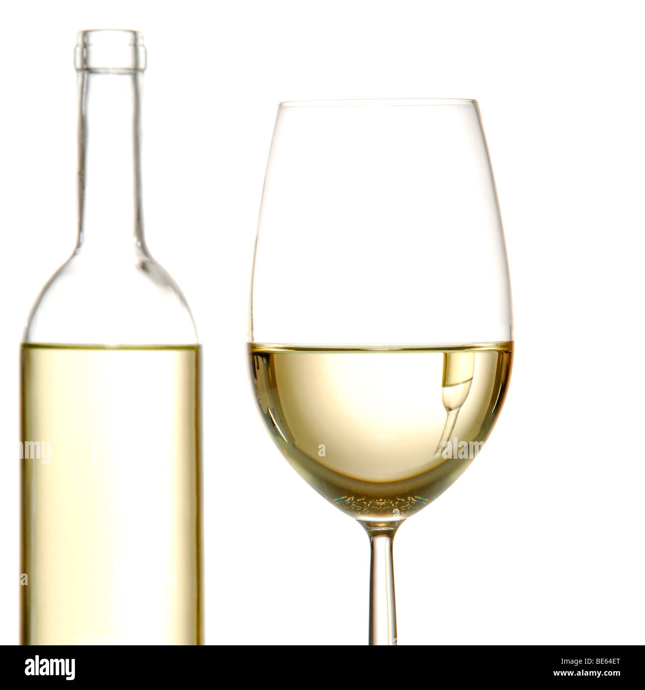Botella con vaso de vino Foto de stock