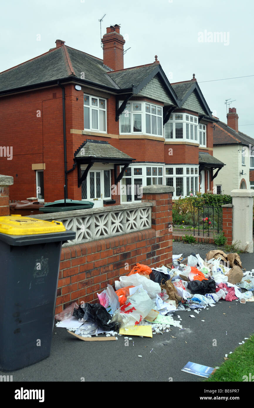 Bin huelga, Leeds, septiembre de 2009. Foto de stock