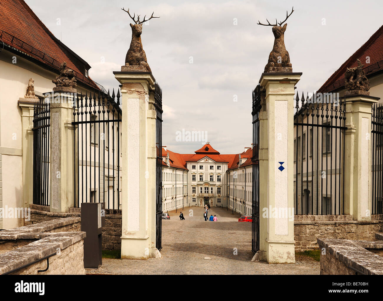 Entrada del barroco palacio Schloss Hirschberg, Beilngries, Alta Baviera, Alemania, Europa Foto de stock