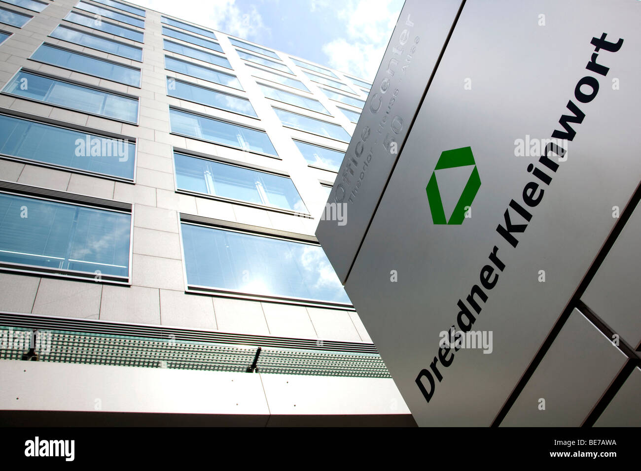 Sede del banco de inversiones Dresdner Kleinwort en Frankfurt, Hesse, Alemania, Europa Foto de stock