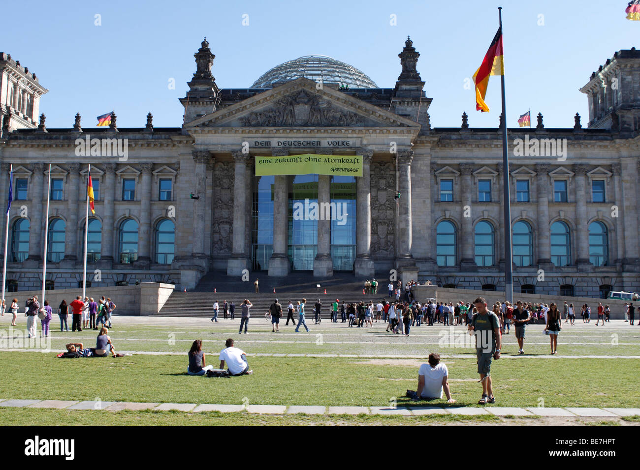 Berlín, el edificio del Reichstag. Ue/DE/DEU/GER/ Alemania/ capital Berlín. El edificio del Reichstag con la cúpula de cristal en la parte superior Foto de stock