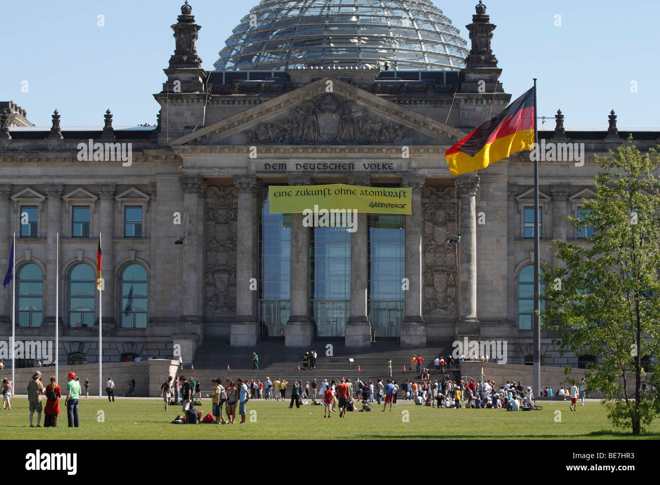 Berlín, el edificio del Reichstag. Ue/DE/DEU/GER/ Alemania/ capital Berlín. El edificio del Reichstag con la cúpula de cristal en la parte superior Foto de stock