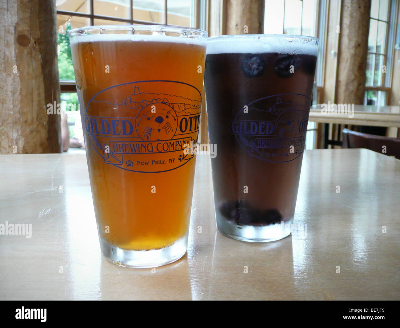 IPA y porche de verano lager Dorada, Nutria Brewery, New Paltz, NY Foto de stock