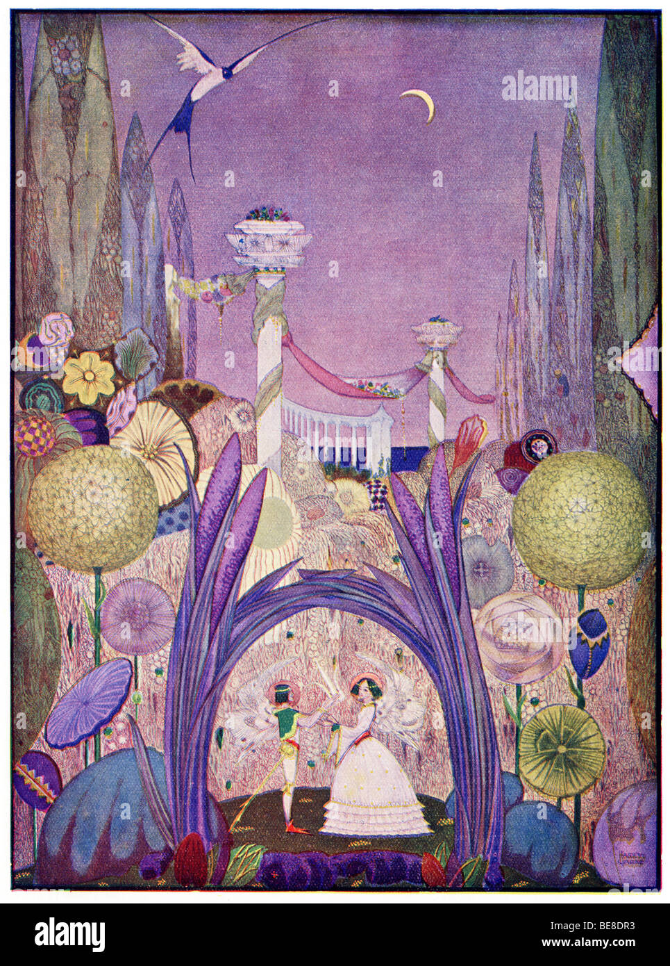 Harry Clarke Art Nouveau Ilustración Impresión Cuentos de Hans Andersen primer Coker Co 1919 de THUMBELINA PARA EDITORIAL Foto de stock