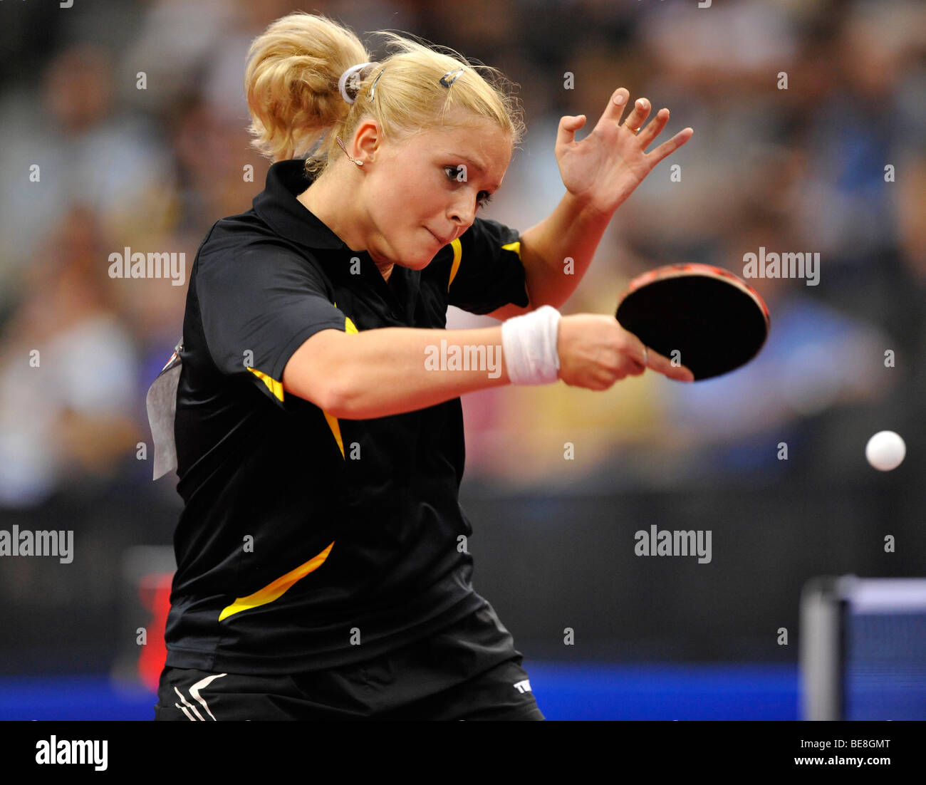 Vice campeón europeo Margaryta PESOTSKA, Ucrania, tenis de mesa EM 2009, Porsche-Arena, Stuttgart, Baden-Wurtemberg, Alemania Foto de stock