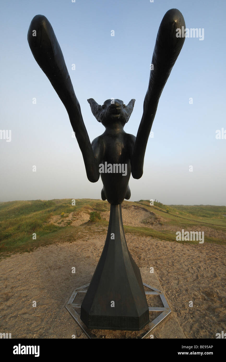 Estatua de de Haas van Flanagan, cerca de la Reserva Natural de Zwin, Knokke, Bélgica Foto de stock