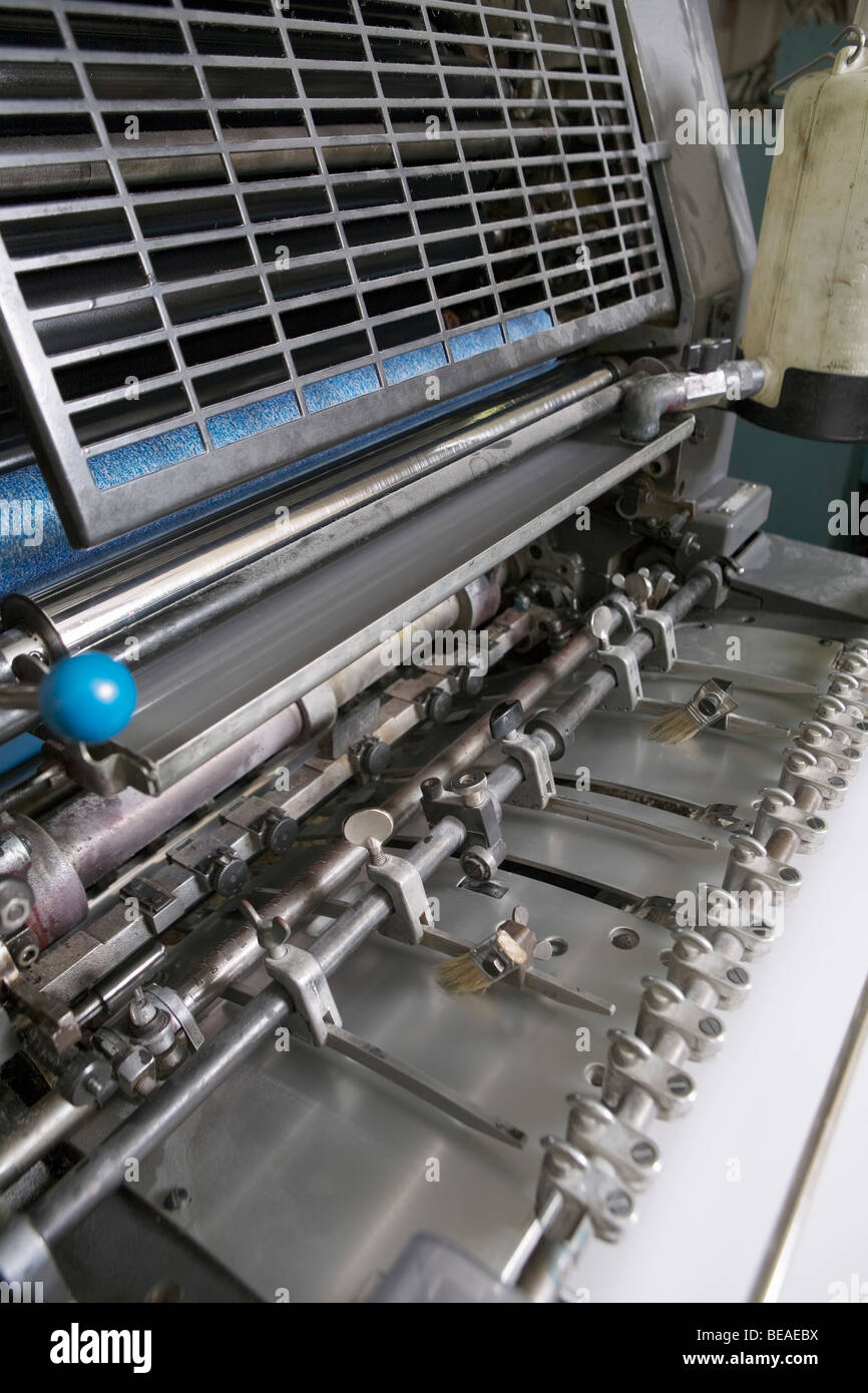 Detalle de una máquina de impresión Foto de stock