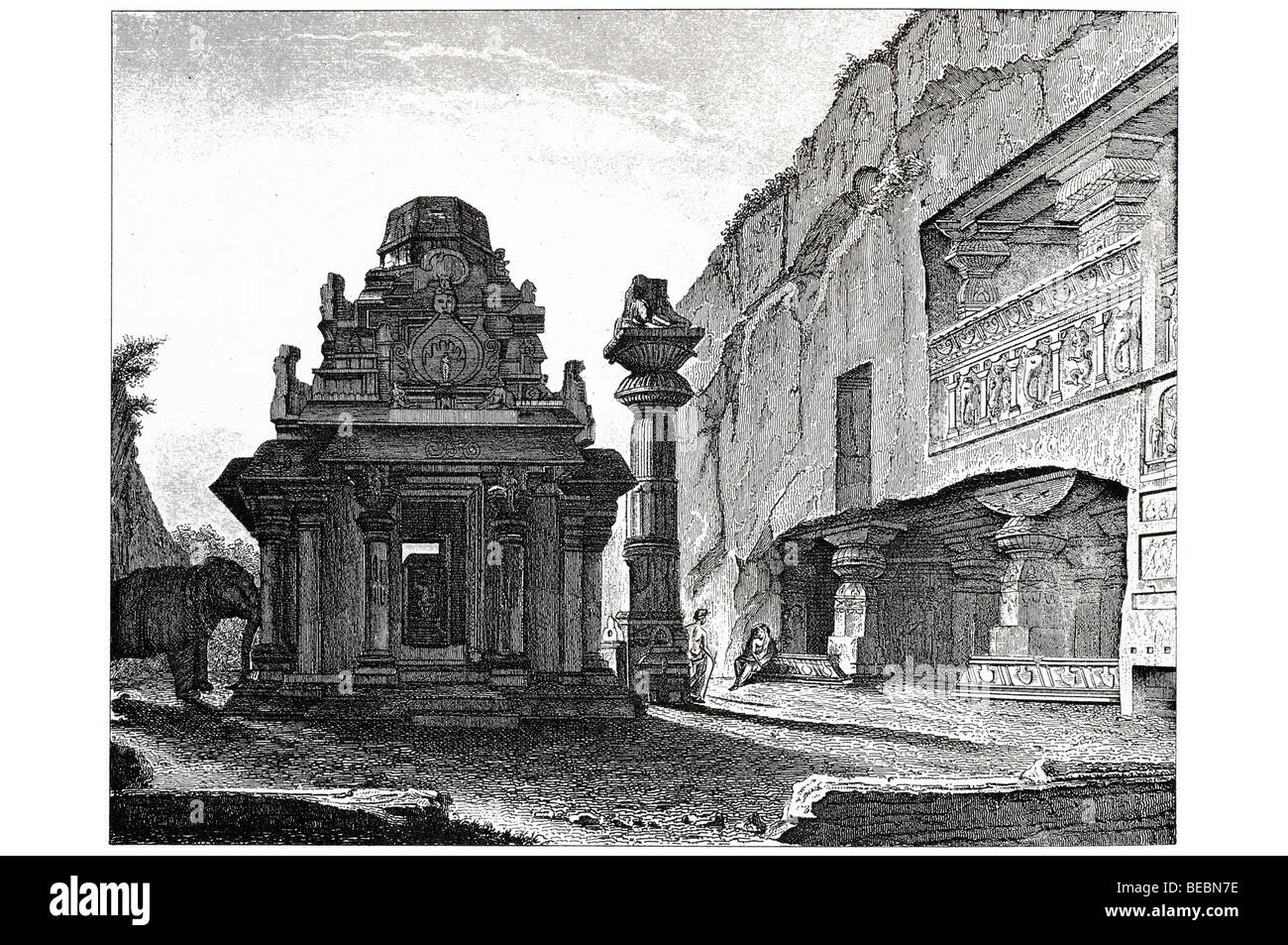 Templo de Indra sabah en ellora Foto de stock