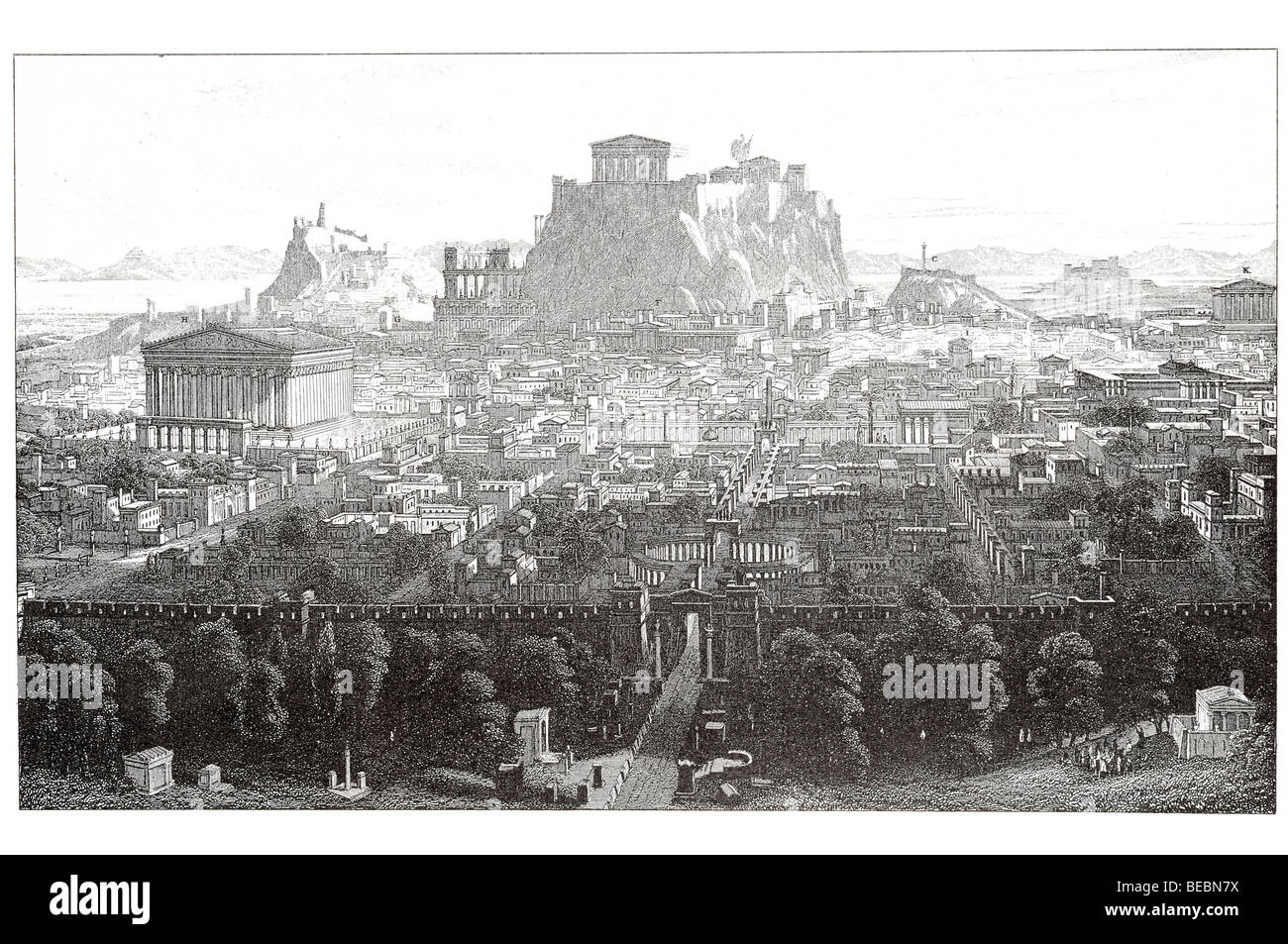 Vista de la antigua Atenas Foto de stock