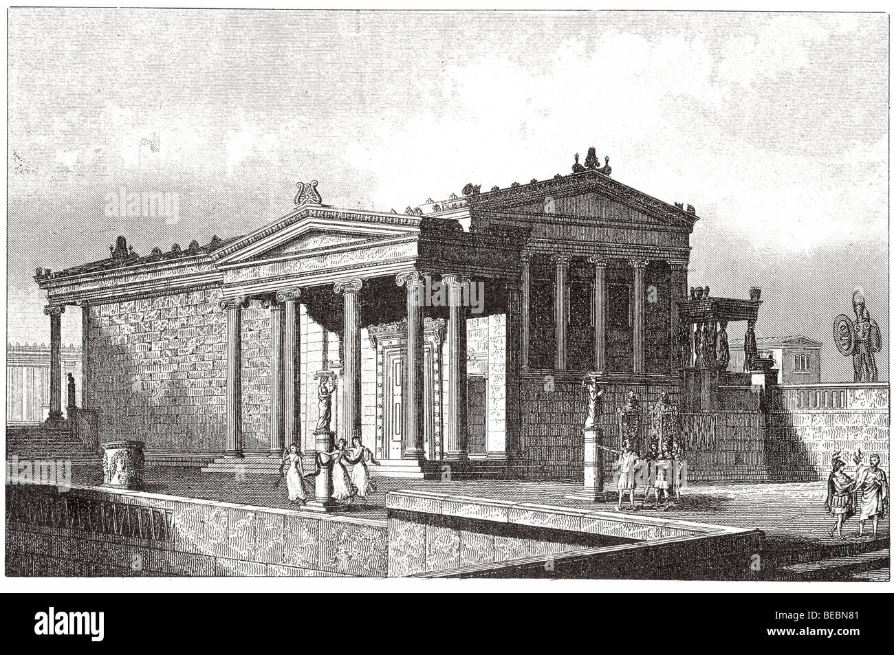 Templo de Minerva polias erechtheus y el hall de la ninfa pandrosos en Atenas Foto de stock