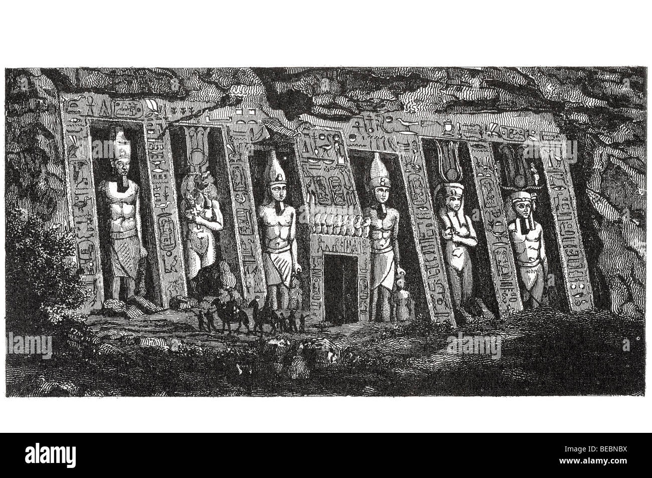 La fachada del templo de Hathor en ipsambul Foto de stock