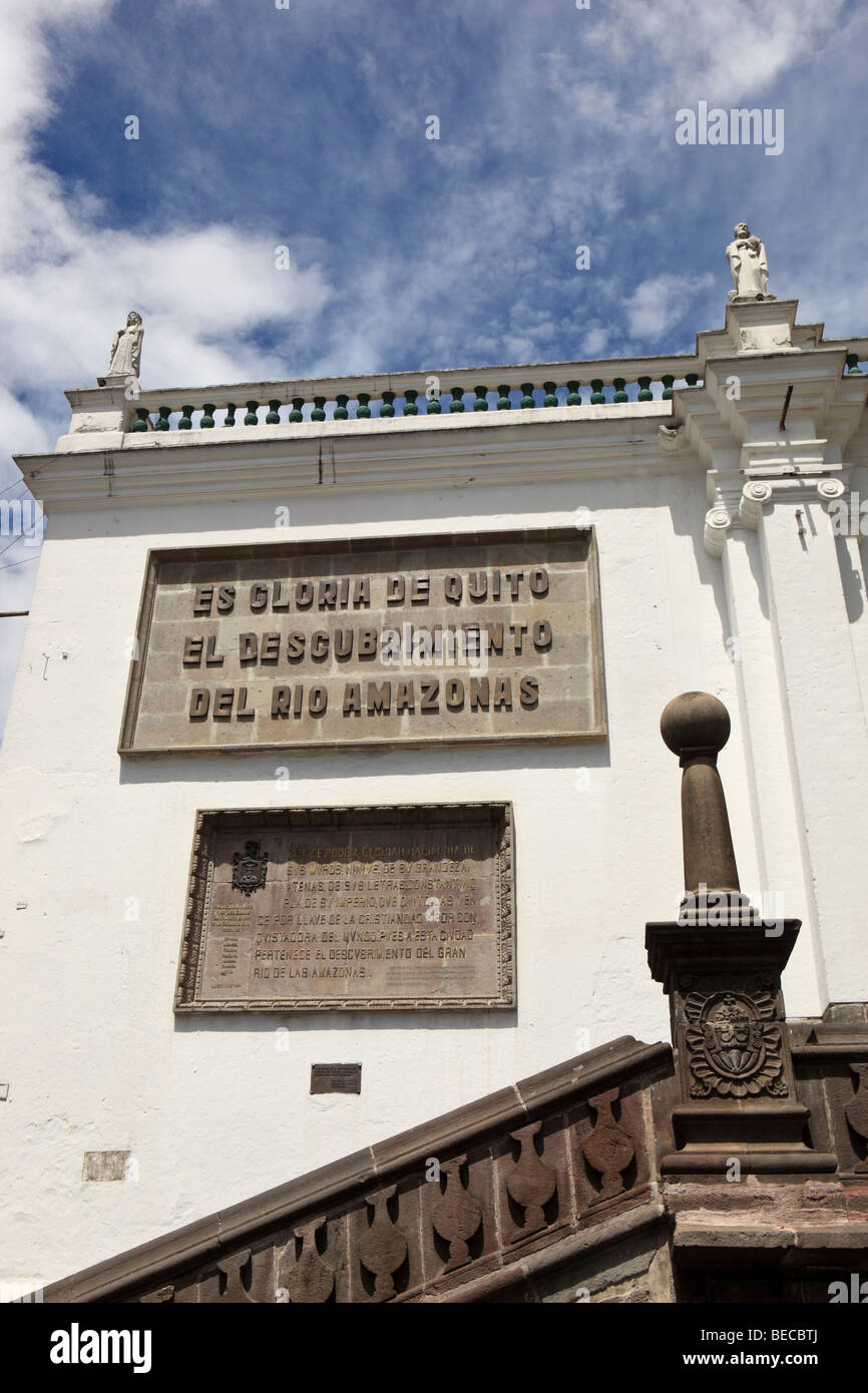 Placa, La Catedral, La Catedral de Quito, Ecuador Fotografía de stock