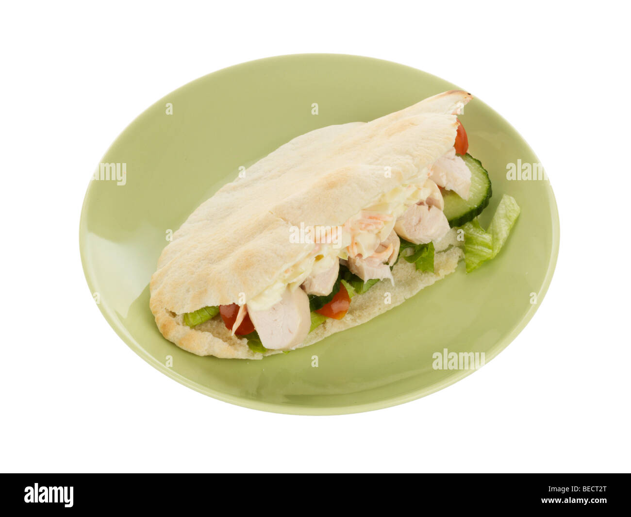 Pan de pita con pollo, y ensalada Coleslaw Foto de stock