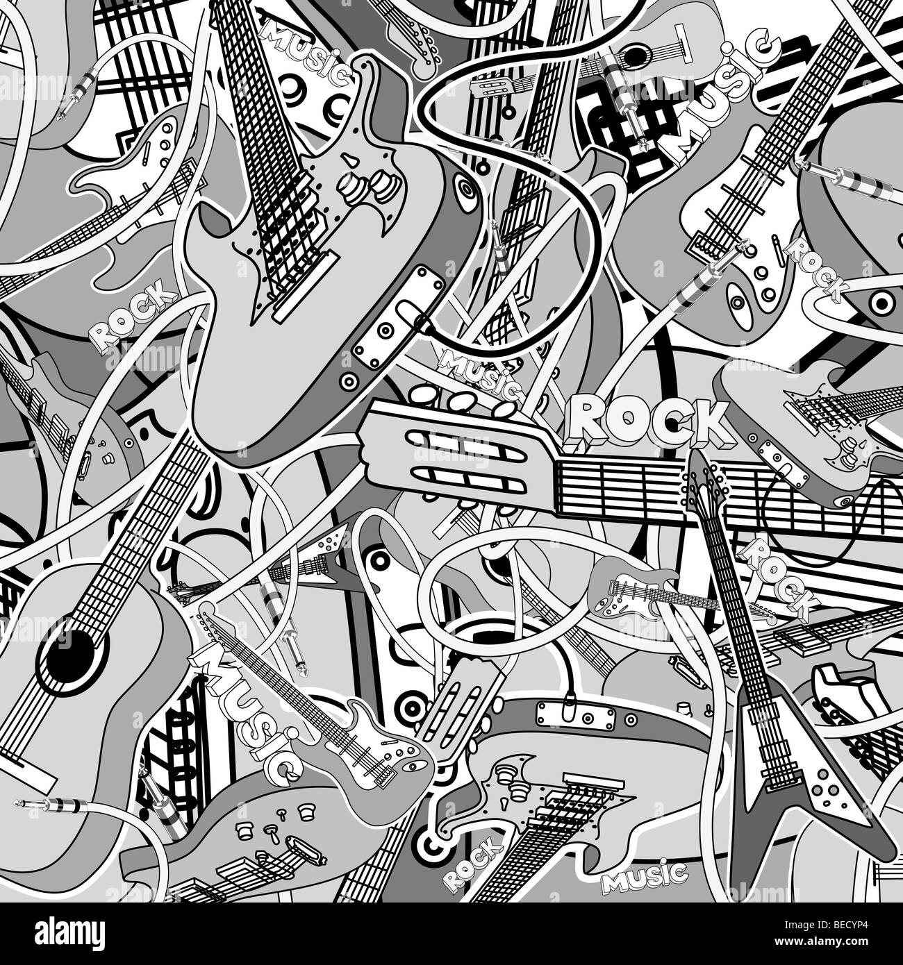 Collage de guitarras Fotografía de stock - Alamy
