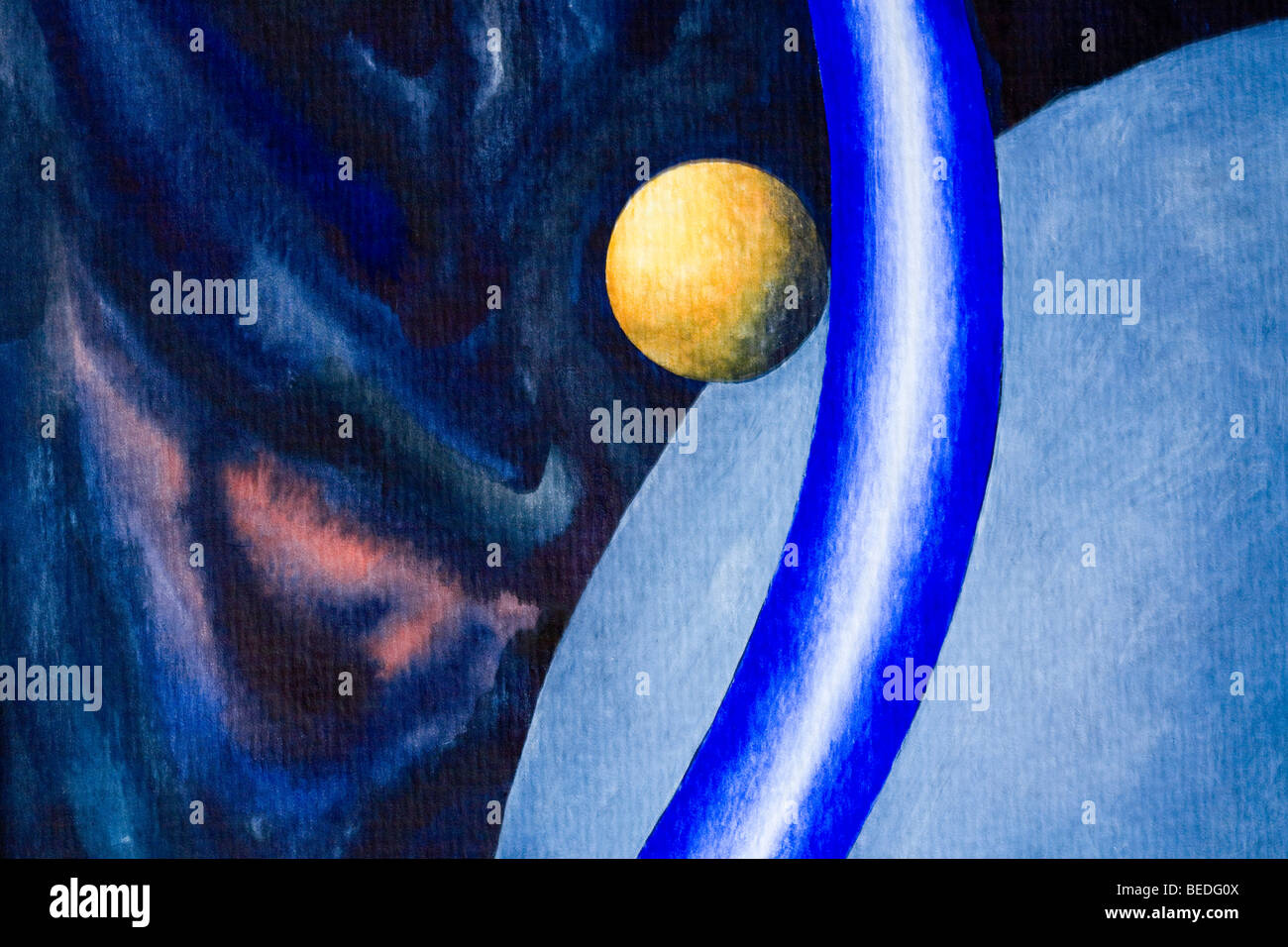 Pintura acrílica, tema: los planetas del universo, por el artista Gerhard Kraus, Kriftel, Alemania Foto de stock