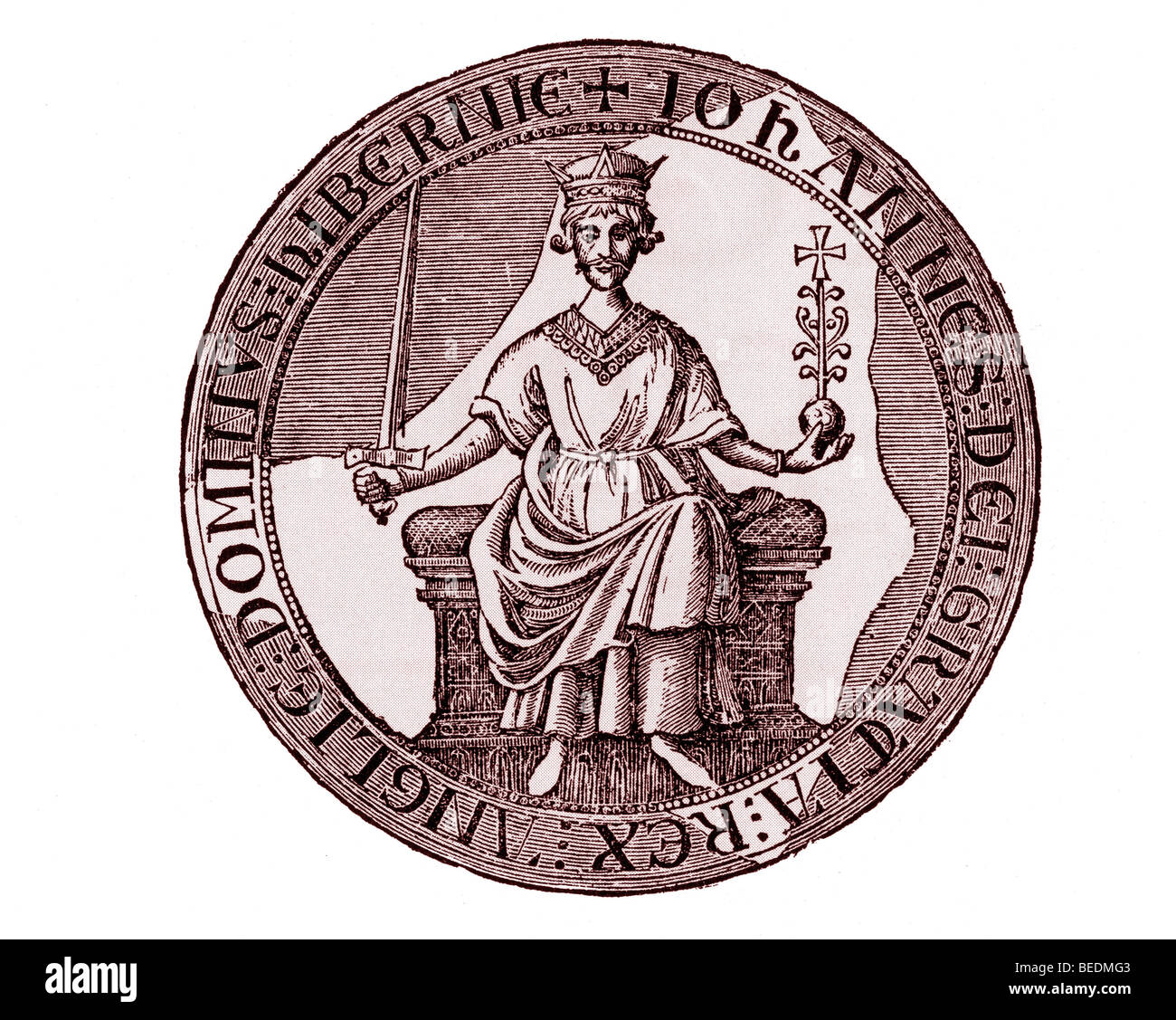 El rey Juan el sello real como fijo en la Carta Magna Foto de stock
