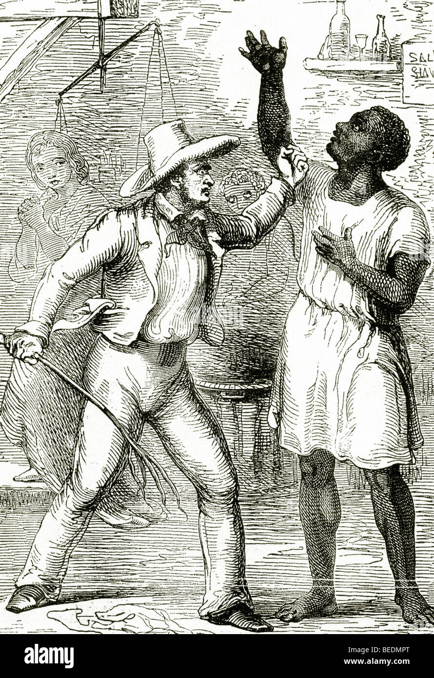 La cabaña del tío Tom esclavista ataca el héroe del libro en esta  ilustración de la primera edición de 1852 por Harrie Beecher Stowe  Fotografía de stock - Alamy