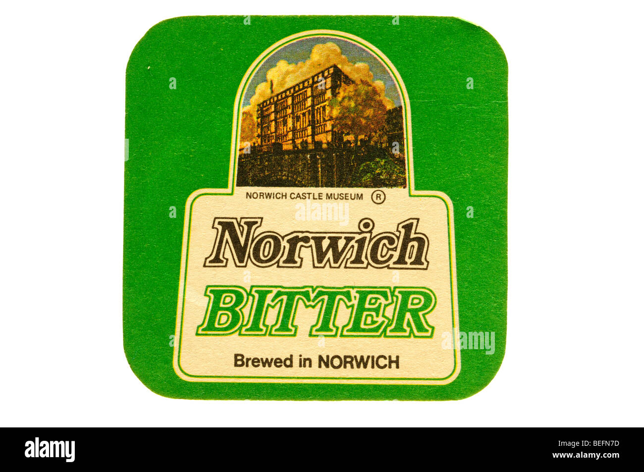 Norwich brewes amargo en Norwich norwich Castle Museum beer mat Foto de stock