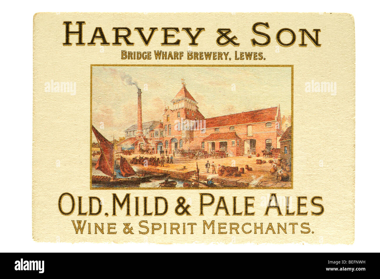 Harvey & hijo Bridge Wharf brewery lewes leve antiguo & pale ales Wine & Spirit comerciantes Foto de stock