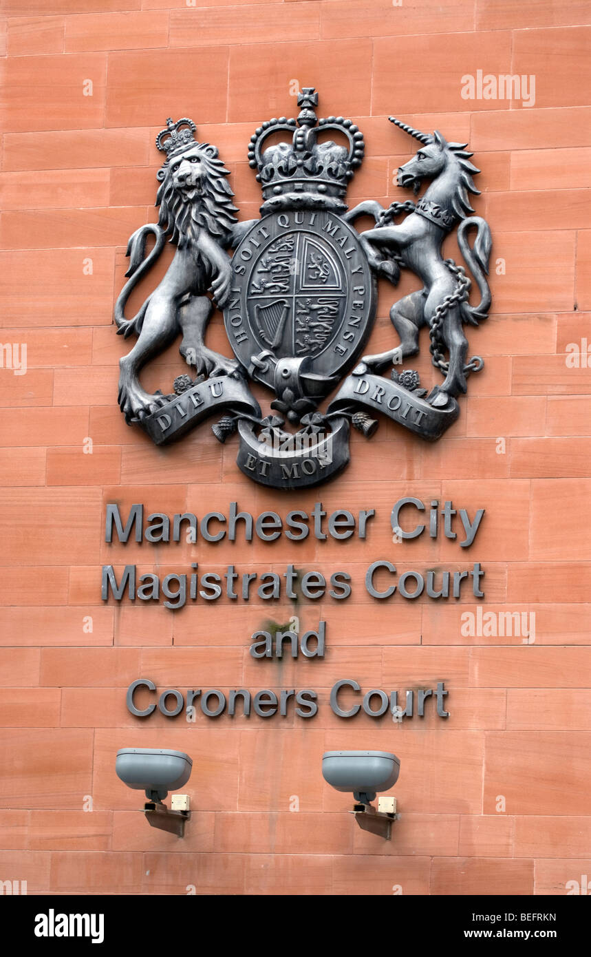 Los magistrados de la ciudad de Manchester y pesquisadores corte, Manchester, Reino Unido. Foto de stock