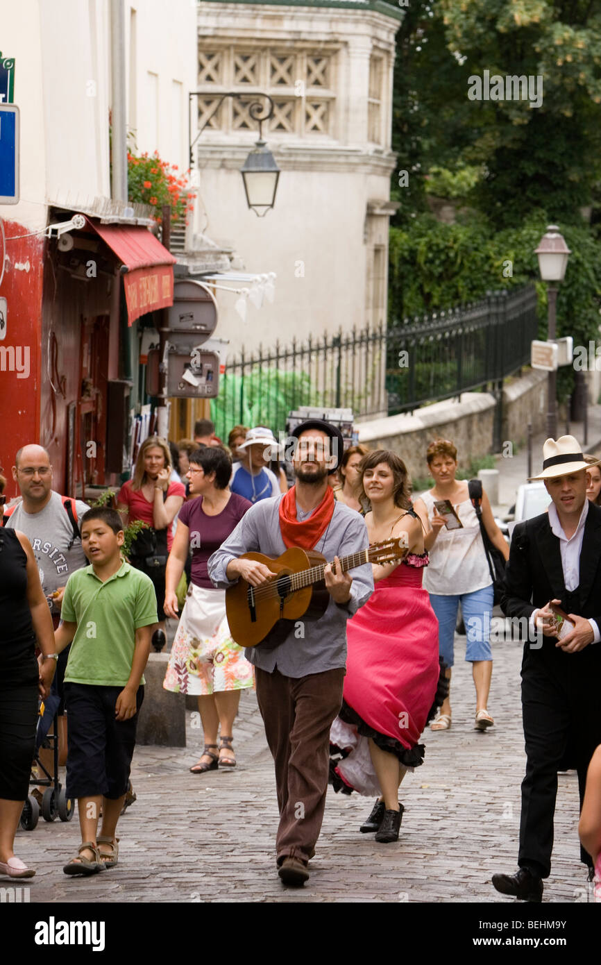 Los artistas callejeros en Montmartre, París, Francia, Europa Foto de stock