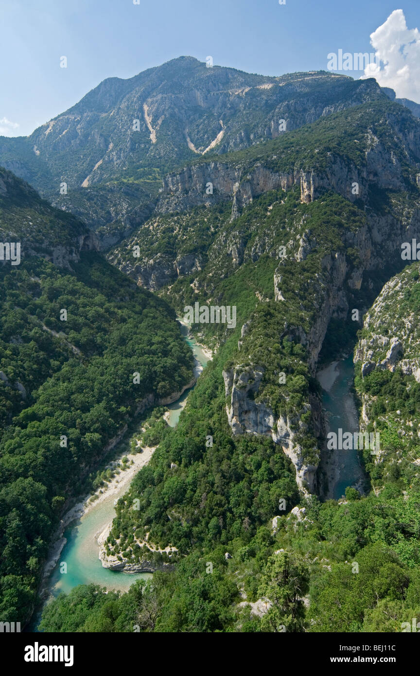 Meandro del río en las Gorges du Verdon / Verdon Gorge, Alpes-de-Haute-Provence, Provenza, Francia Foto de stock