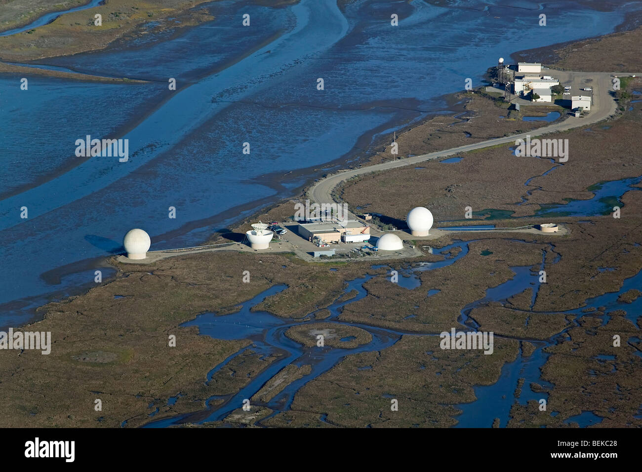 Vista aérea sobre la reflectividad al radar Punto Mugu Laboratorio Naval Air Station California Foto de stock