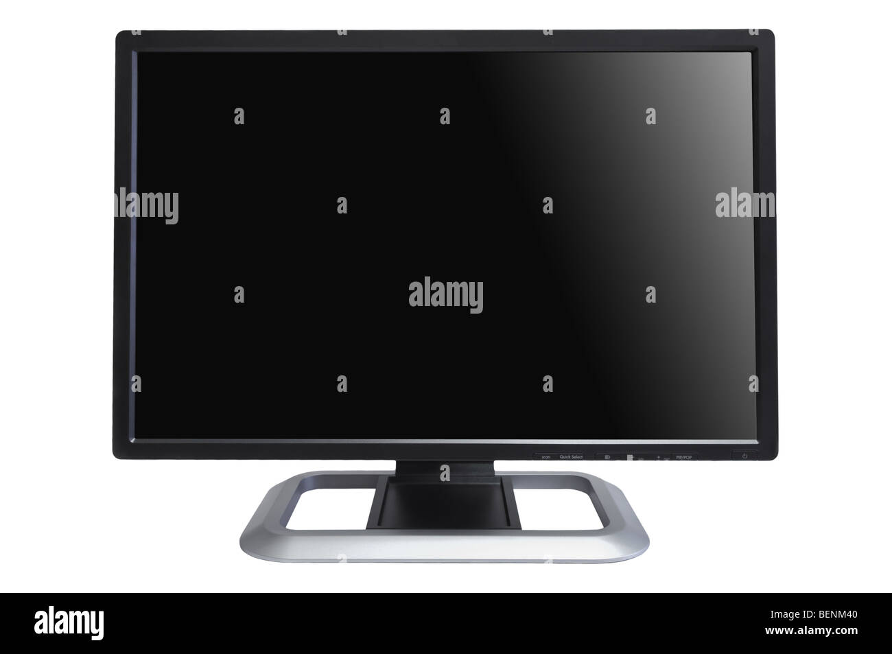 Vista frontal del monitor LCD para PC aislado en blanco Foto de stock