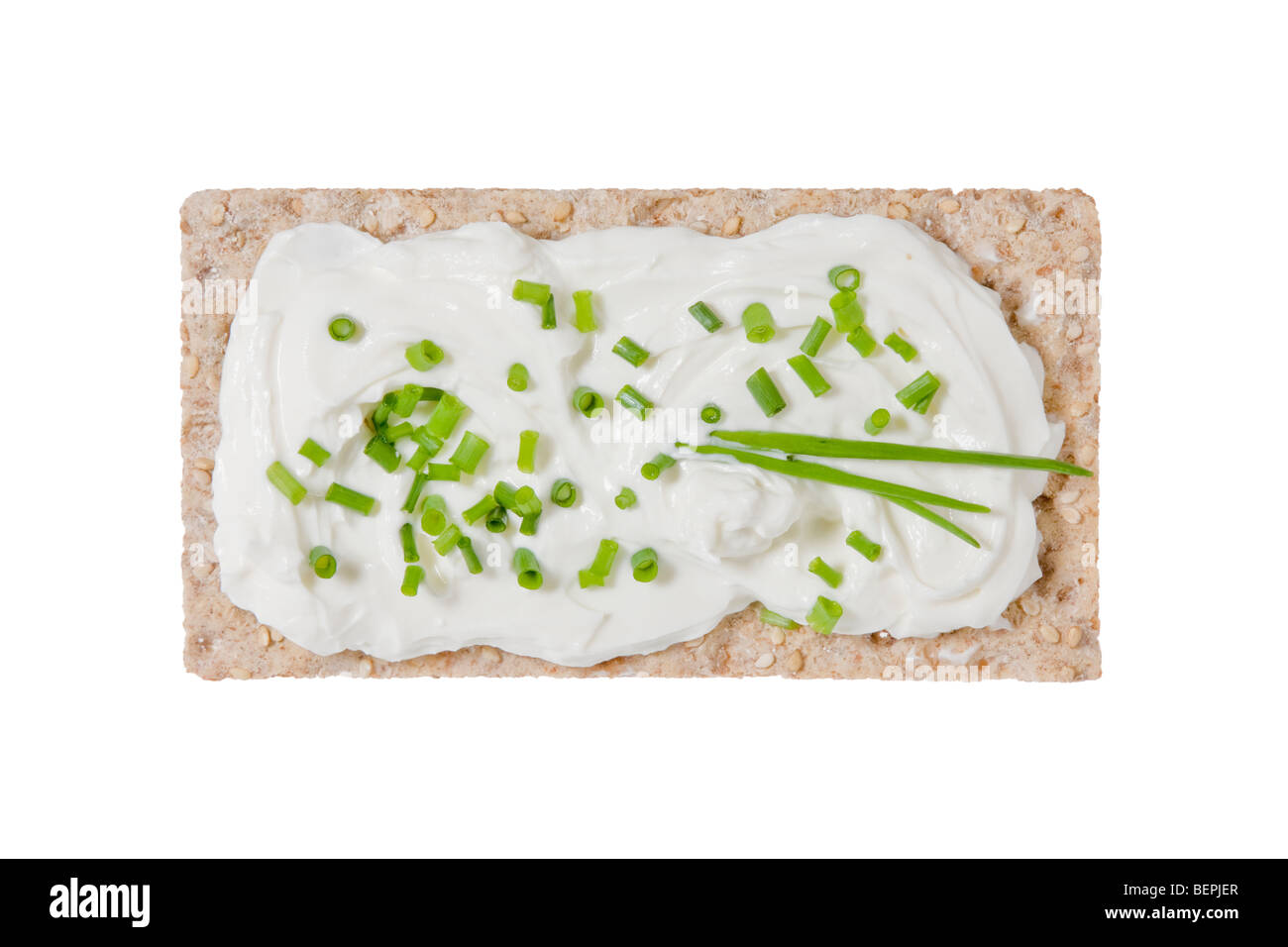 Pan plano con queso crema Foto de stock
