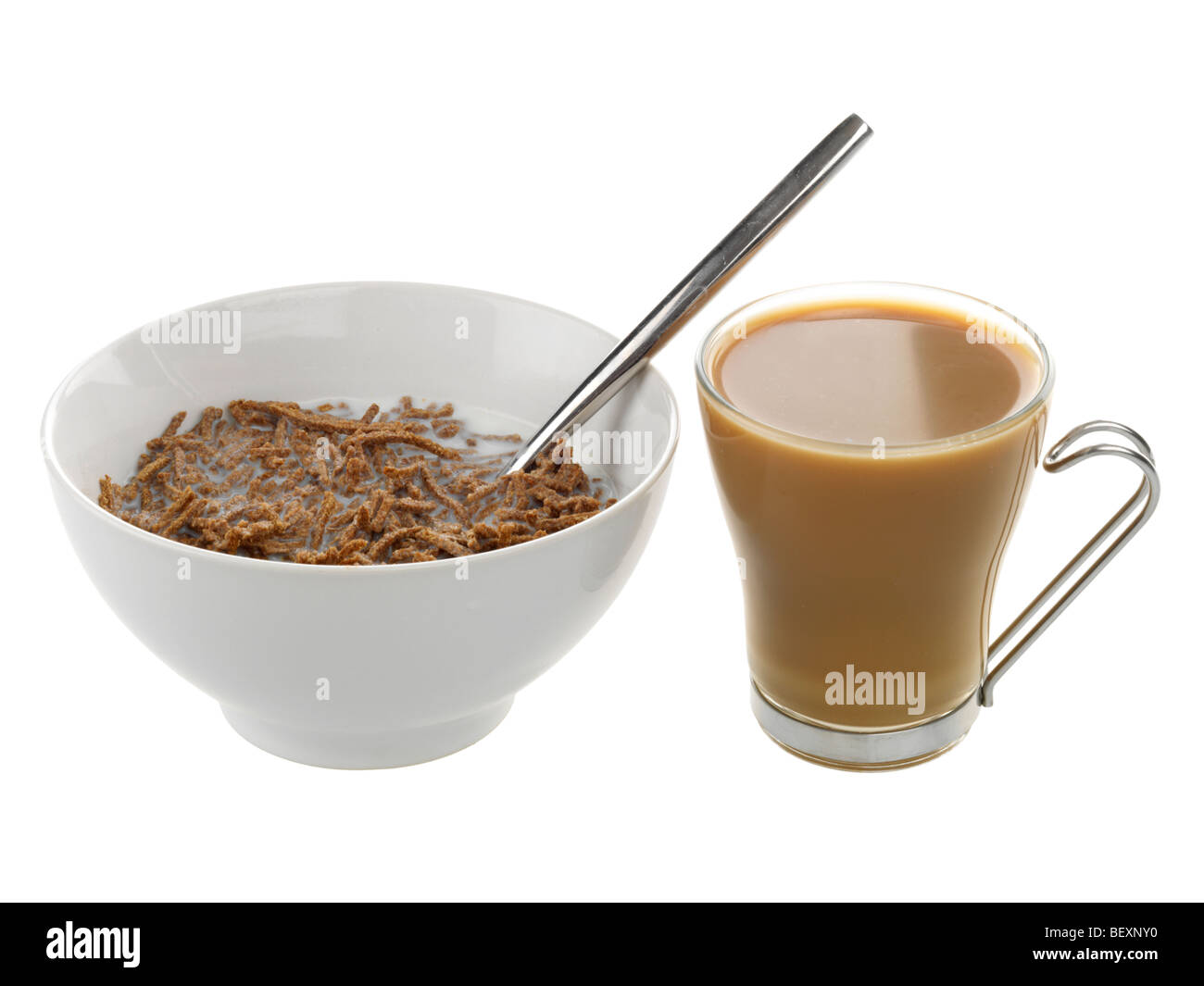 Cereales para el desayuno con café Foto de stock