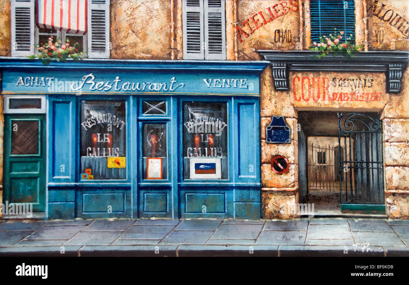 París Francia pintura francesa bar cafetería restaurante Foto de stock