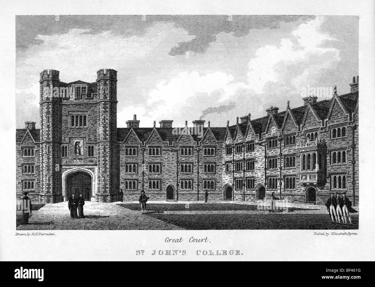 St John's College, Cambridge - Gran Corte Foto de stock