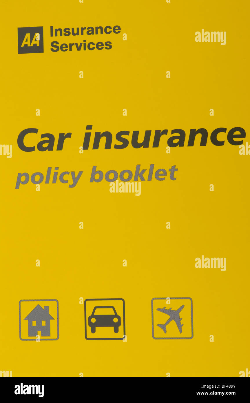 Servicios de seguros AA Folleto Póliza de Seguro de coche Foto de stock