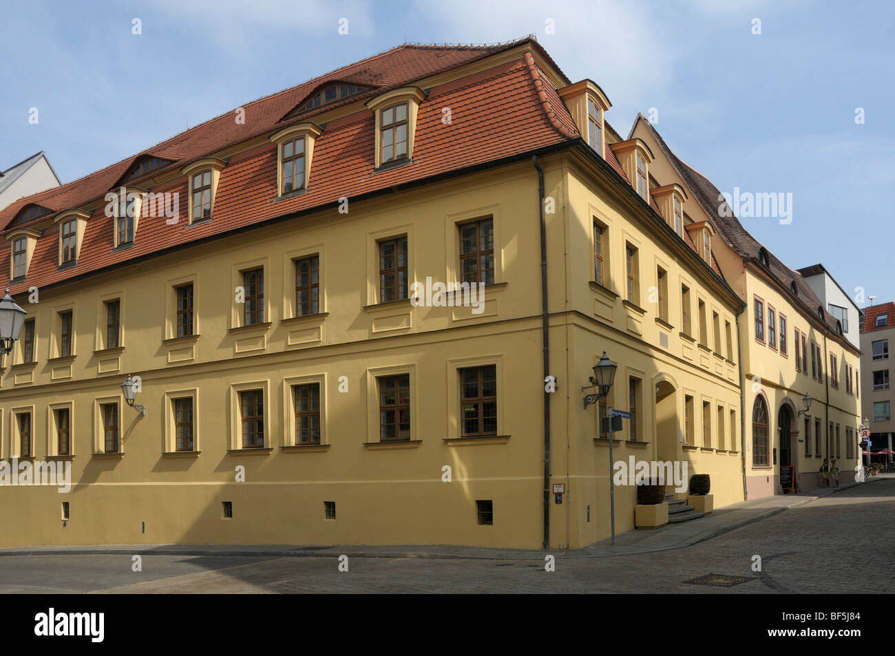 Handel House, Halle an der Saale, Sajonia-Anhalt, Alemania, Europa Foto de stock