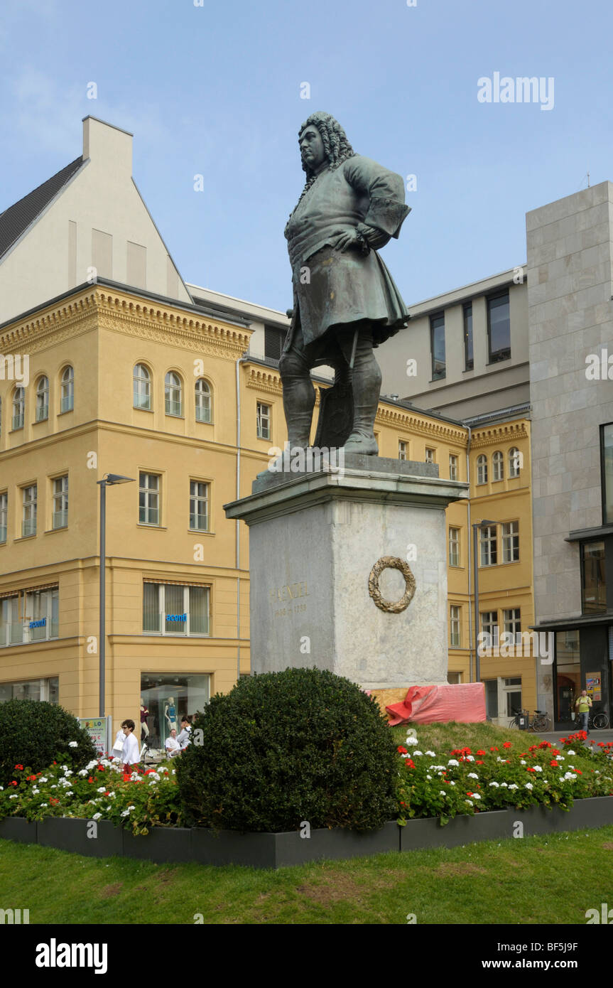 Monumento a Handel, Halle an der Saale, Sajonia-Anhalt, Alemania, Europa Foto de stock
