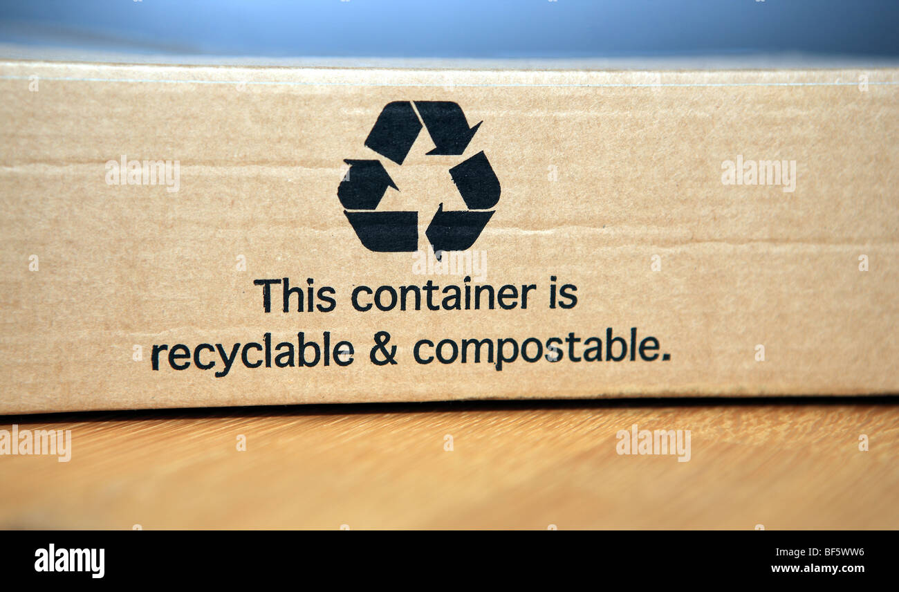 Caja de cartón que pueden ser reciclados y compostados Foto de stock