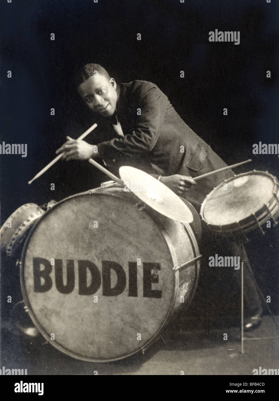 Buddie el baterista de Jazz Foto de stock