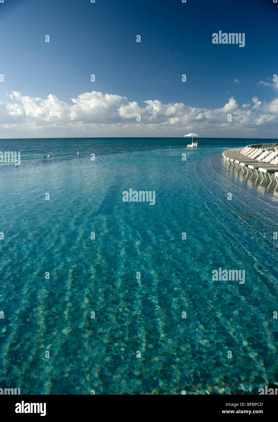 Piscina infinity en Grand Bahama Island, Las Bahamas Foto de stock