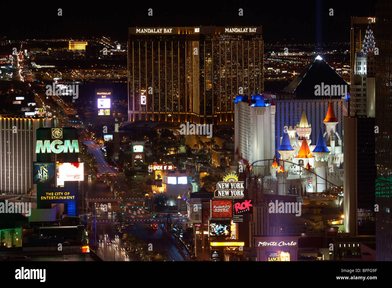 La tira - Escena nocturna - Las Vegas Foto de stock