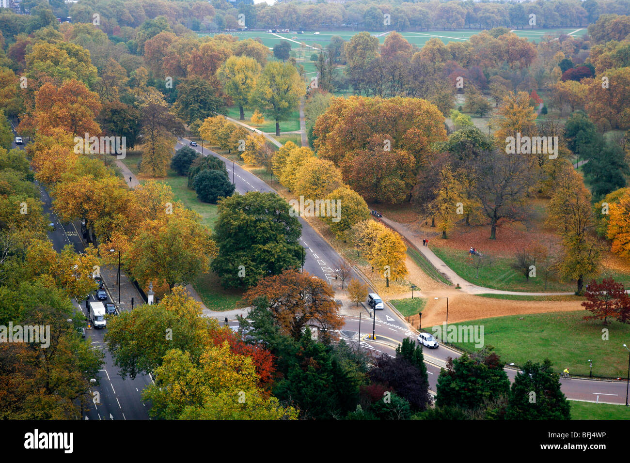 Vista aérea de Hyde Park, Londres, Reino Unido. Foto de stock