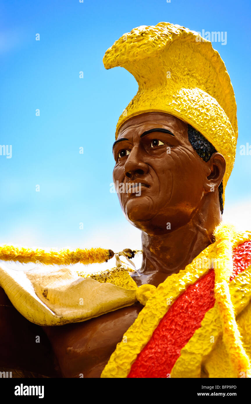 La estatua del rey Kamehameha la Gran Isla de Hawai. Foto de stock