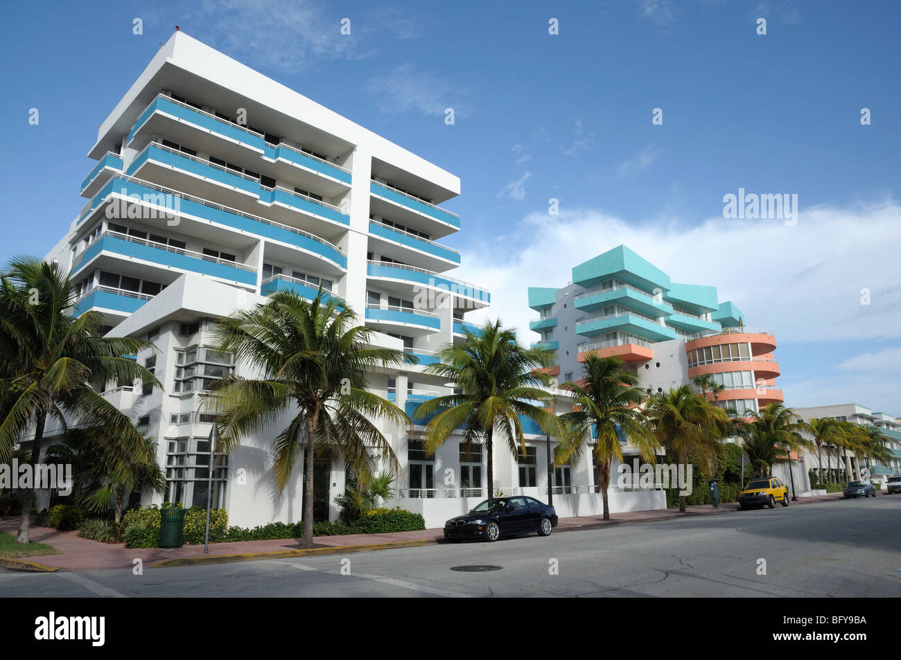 Distrito Art Deco de Ocean Drive en Miami South Beach, Florida Foto de stock