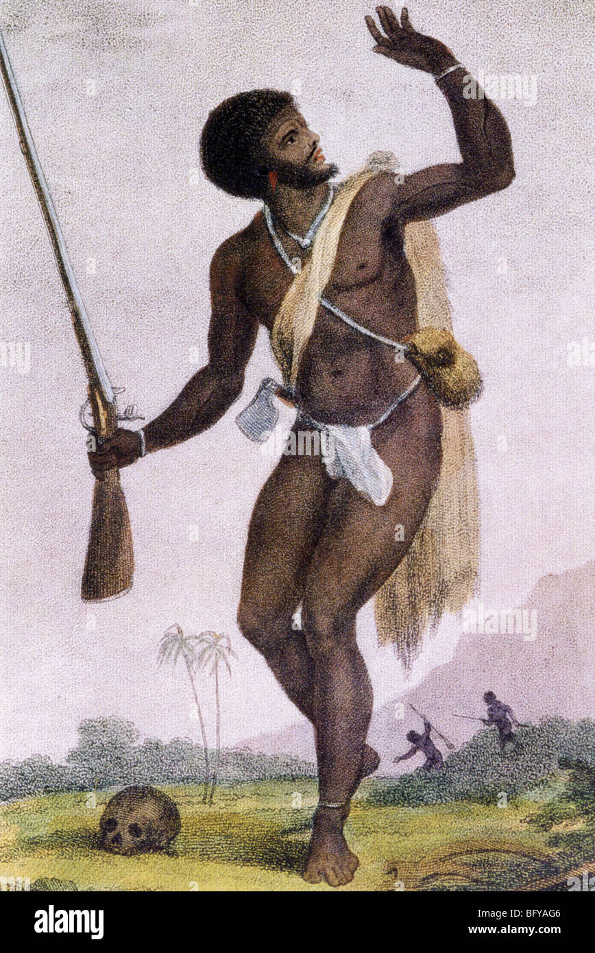 Levantamiento maroon en Suriname en los 1770s por esclavos Foto de stock