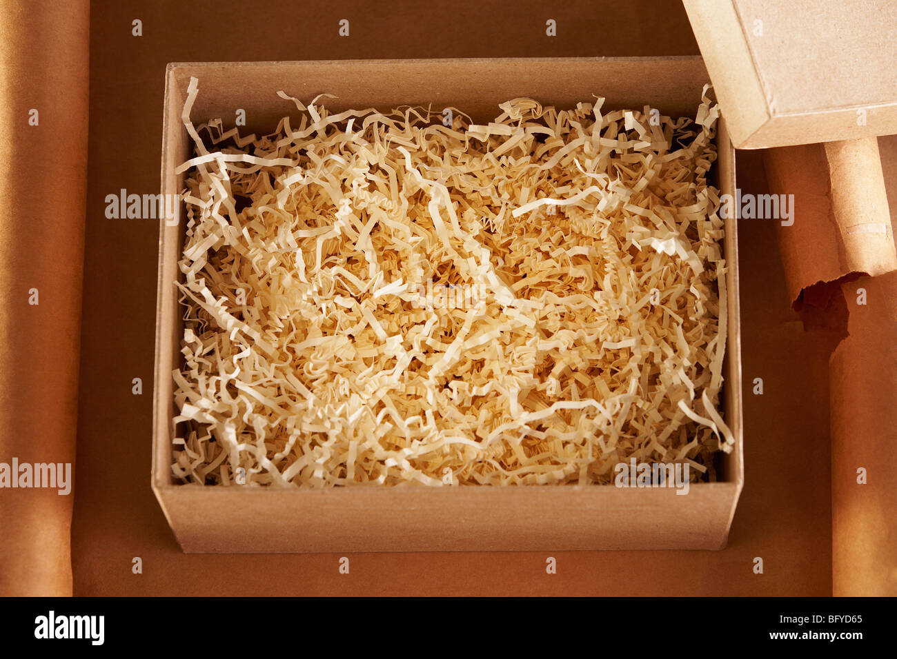 Vista aérea de una caja de cartón vacía Foto de stock
