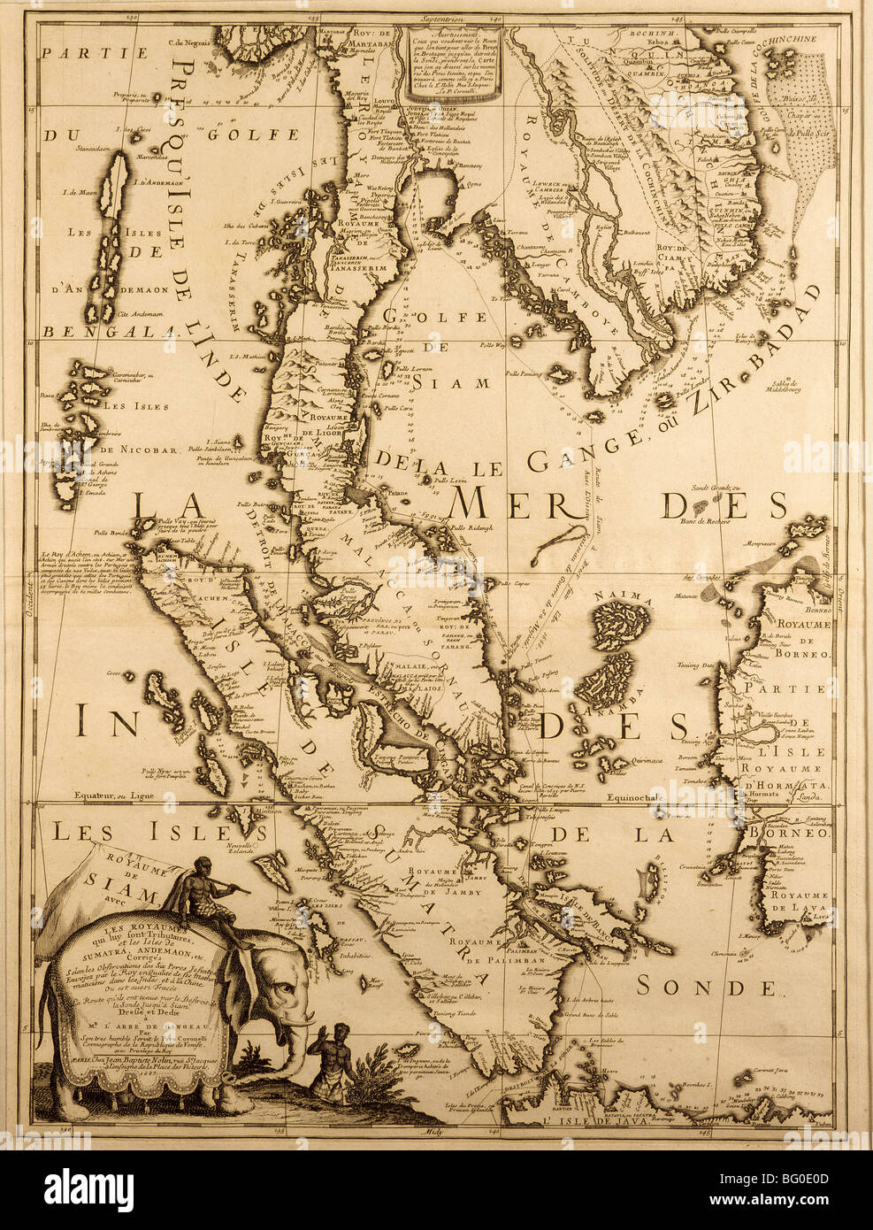 Mapa antiguo del Sudeste de Asia, Asia Foto de stock