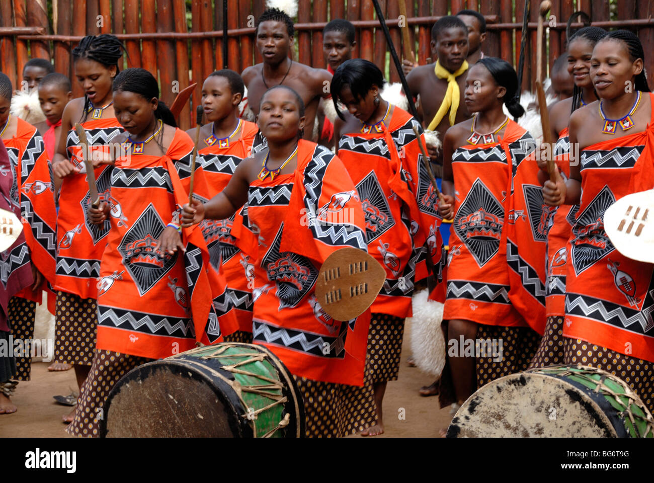 Mantenga el Pueblo Cultural Swazi, Suazilandia, África Foto de stock